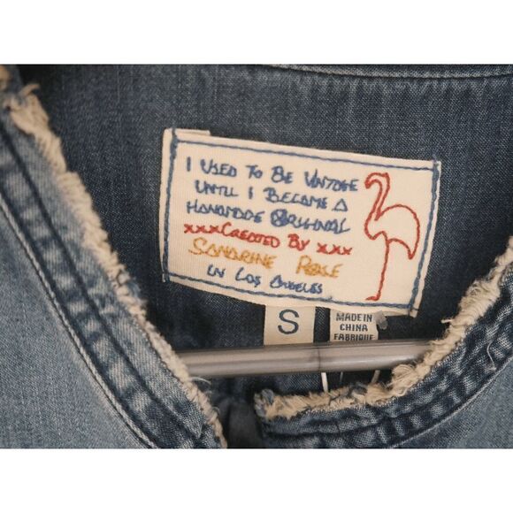 Free People x Sandrine Rose oversized Mandarin Denim Shirt Size S - Picture 4 of 9